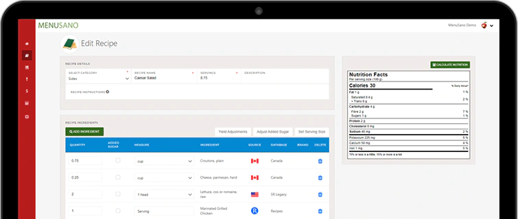 menusano nutrition label generator image