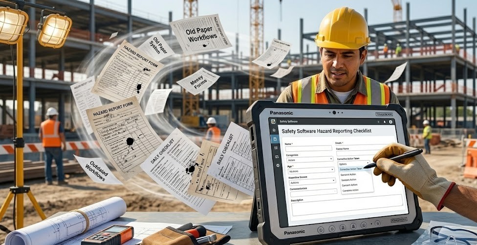 Moving from Paper-Based to Digital Safety Workflows for Construction Hazard Reporting for Large-Scale Construction Operations